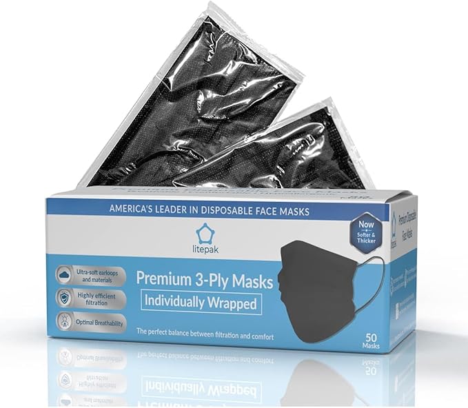 Litepak 500pcs Premium Disposable Face Mask SOFT 3ply Nose Wire