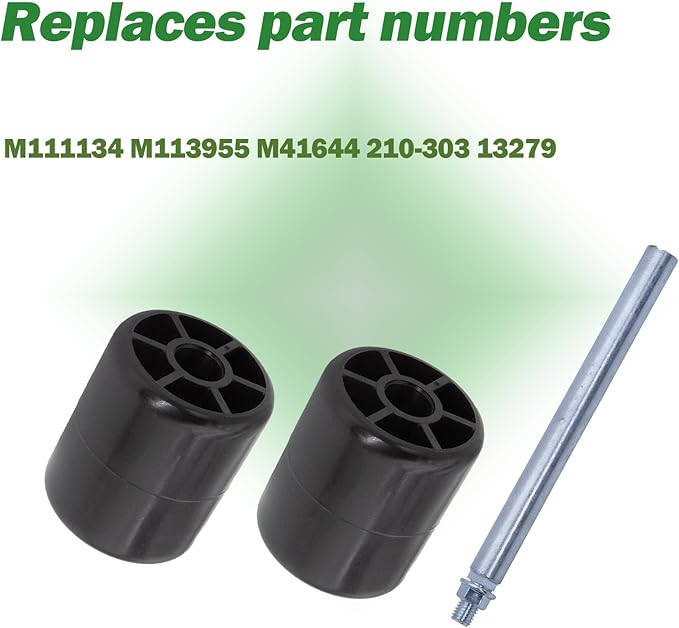2.5" x 3" Deck Roller with Shaft Rod - Compatible With John D-eere 180, 185, 2025R, 2027R, Z655 (150+ Models) - Replaces M113955 M41644 M111134 210-303 13279
