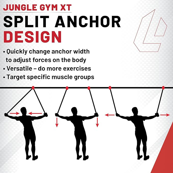 Lifeline Jungle Gym XT Body Weight Suspension Trainer System – Patented Split Anchor, Full-Body Workout, Lightweight Home Suspension Training Kit for Home Gym, Workout Equipment