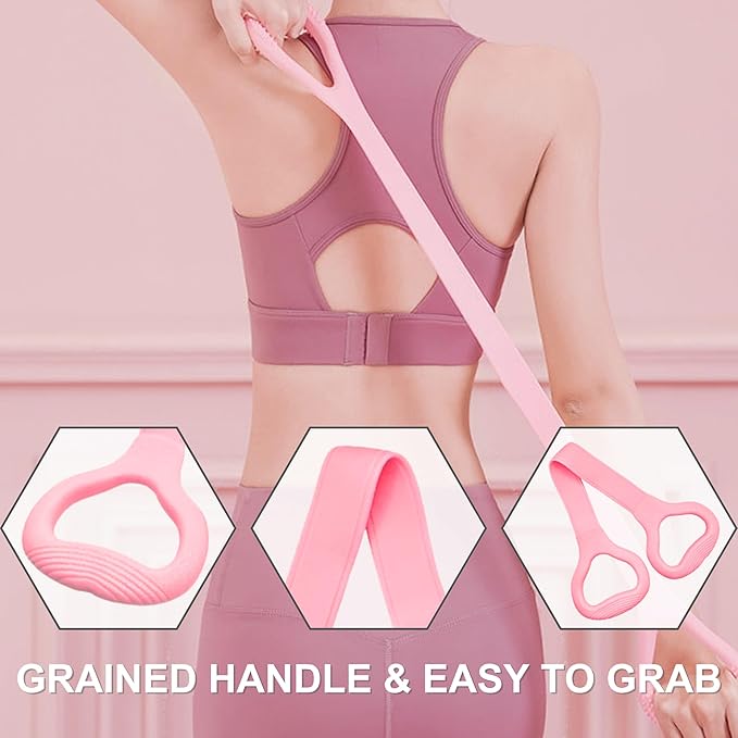 LEZER Figure 8 Resistance Band, Fitness Elastic Rope, Execrise Workout for Arm, Back, Chest and Shoulder, Yoga, Pilates, Stretching, Physical Therapy Equipment