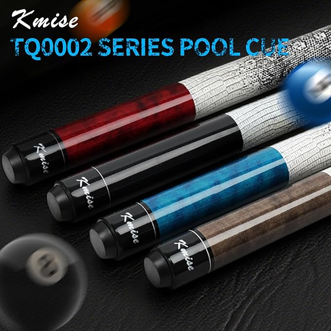 Kmise Professional Low-Deflection Pool Cue Stick, 58'' Canadian Hard Maple Wood Billiard Cue, 13mm Leather Tip, 3D Anti-Slip Grip, Precision Control for Adults/Beginners/Pros