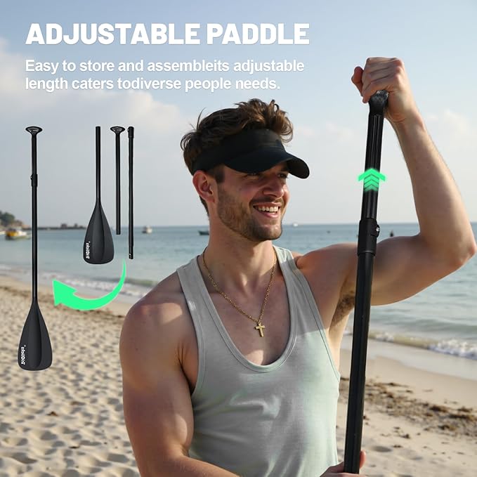 10' Inflatable Stand Up Paddle Board, Ultra-Light Wide Yoga Board for All Skill Levels with Premium SUP Paddleboard Accessories, 84L Waterproof Bag, Non-Slip Comfort Deck for Youth & Adults