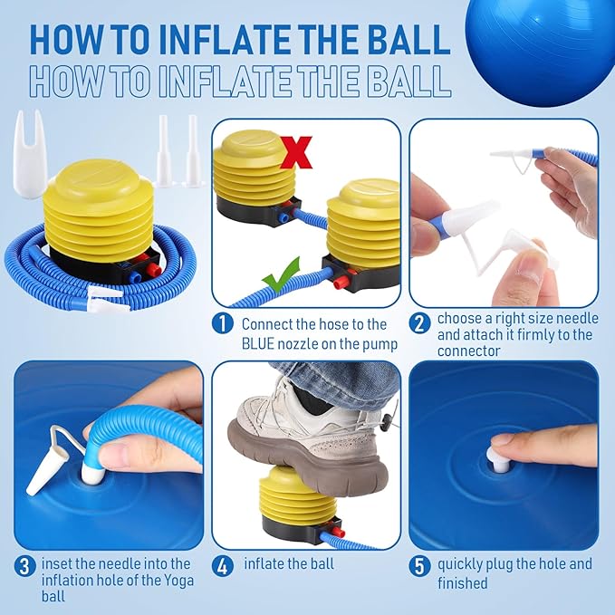 Leyndo 4 Pcs 26 Inch Yoga Exercise Ball Pilates Pregnancy Birthing Fitness Ball with Quick Pump Anti Burst for Improved Posture, Balance, Yoga, Pilates, Training