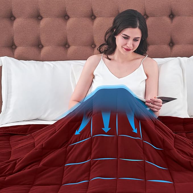King Size Weighted Blanket for Adults (30 lbs, 80β x 87β, Red) Cooling Heavy Blanket for Sleeping Perfect for 290-310 lbs, Breathable Blanket for Adults & Couple All Season, Machine Washable