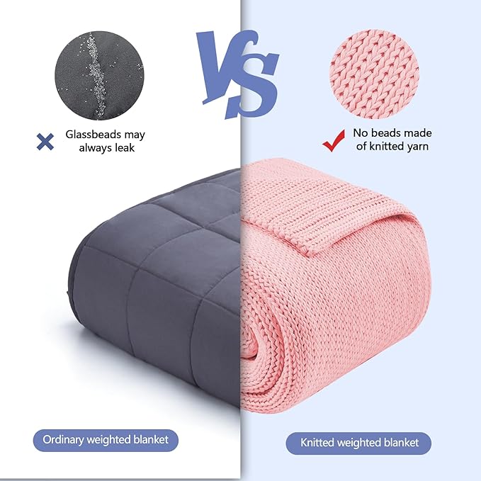 L'AGRATY Knitted Weighted Blanket - 60"x80" 15lbs Cooling Chunky Knit Heavy Blanket for Adults Braided Crochet Throw Thick Cable Yarn Knit Decorative No Beads Evenly Weighted Machine Washable