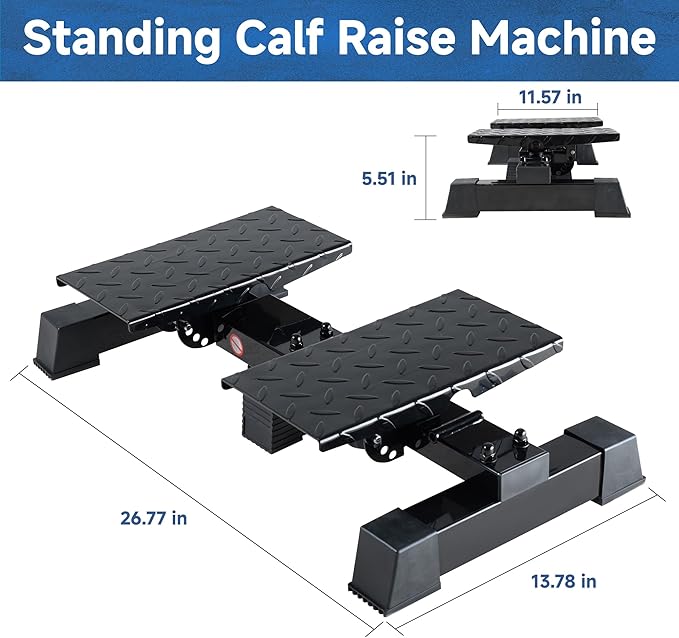 leikefitness Height Adjustable Standing Calf Raise Machine for Calf Stretching, Squat, Foot Stretch, Anti-Slip Slant Board
