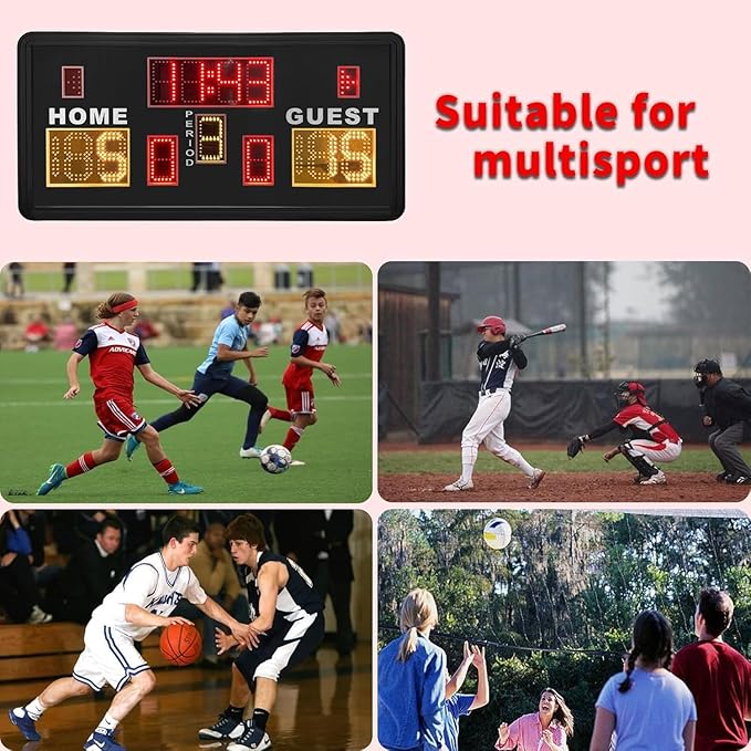 Large Electronic Scoreboard, Basketball Scoreboard with Timer, Digital Scoreboard with Remote, Score Keeper with Buzzer