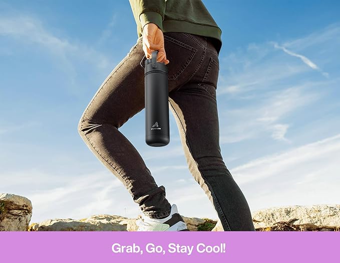 26 oz Insulated Water Bottle with 2-in-1 Straw and Spout Lid, Keep Cold 24H, Leak-Proof, Fits in Car Cup Holder, Stainless Steel Water Bottle for Sports, Trip, Gym, and School (Seashell Sonata)