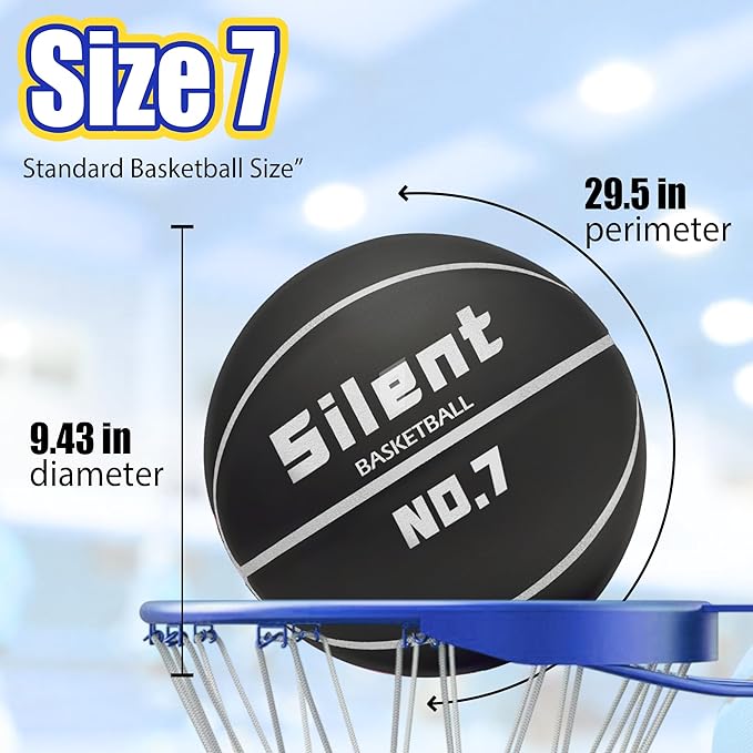 2025 Upgraded Silent Basketball Size 7 - Indoor Noiseless Airless Foam Basketball, Quiet Dribble Dream Training Ball with Soft Soundless Bounce-Pink