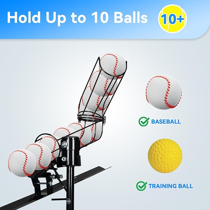 3 in 1 Baseball Training Equipment, Baseball Pitching Machine | Baseball Tee | Soft Toss Training System, Height Adjustable Hitting Swing Trainer, Support Auto & Manual, Hold Up to 10 Balls