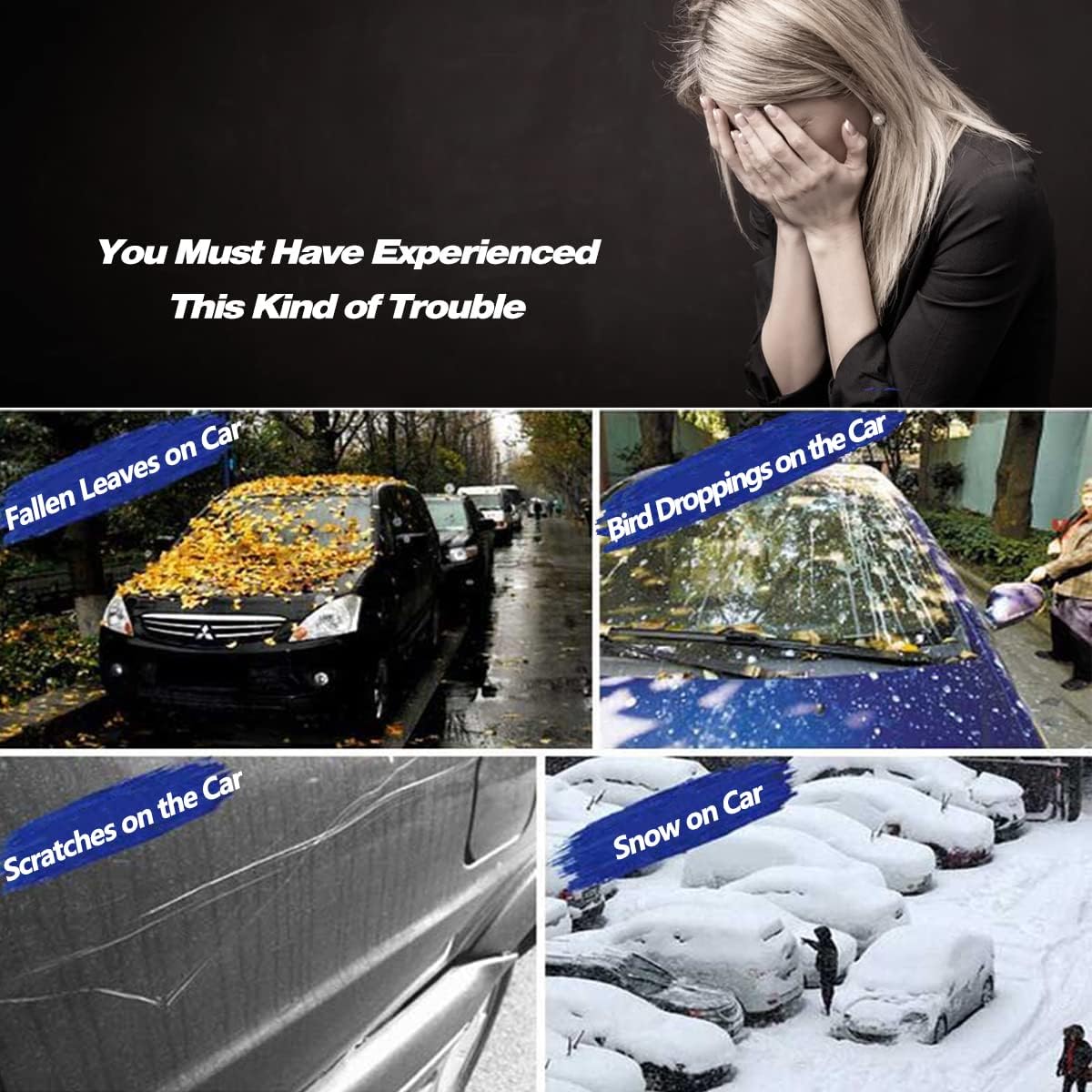 AUQDD 6-Layers PEVA New Material Truck Full Padded Car Cover Waterproof All Weather Weatherproof UV Sun Protection Snow Dust Storm Resistant Outdoor Exterior Custom Form-Fit Straps 180"-206" Grey