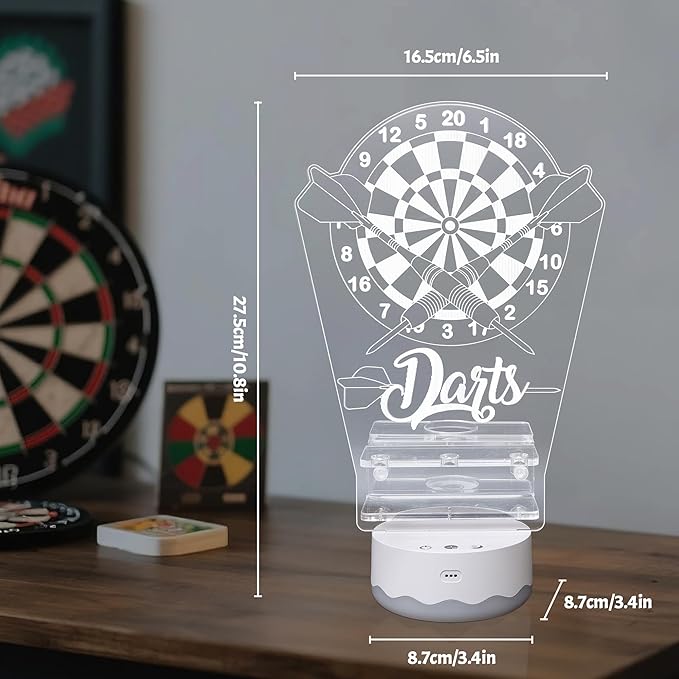 Light Up Dart Holder, 16 Colors Changing Lights Acrylic Dart Holder Stand with Remote Control, Birthday Christmas Gifts for Men Player or Darts Enthusiasts