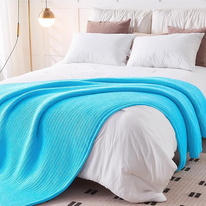L'AGRATY Knitted Weighted Blanket - 50"x60", 10lbs Cooling Chunky Knit Heavy Blanket for Adults, Braided Crochet Throw, Thick Cable Yarn, No Beads, Evenly Weighted, Machine Washable