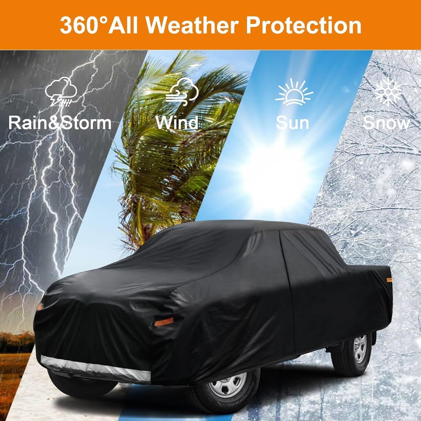 Kayme Truck Cover Custom Fit Chevrolet Silverado 2500HD(2020-2025) Crew Cab SB. Full Exterior Heavy Duty Outdoor Pickup Truck Car Cover Waterproof All Weather.Car Tarp for Wind Sun Dust Protection.