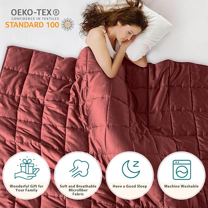 L'AGRATY Weighted Blanket - 48"x72" 20lbs Cooling Breathable Heavy Blanket Microfiber Material with Glass Beads for Adult All-Season Summer Fall Winter Soft Thick Comfort