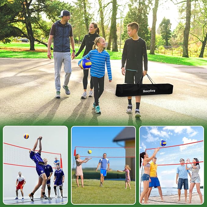 20FT/12FT Freestanding Volleyball Training Net, 5 Height Adjustable Portable Volleyball Net System, Quick Setup Practice Set for Indoor or Outdoor Use