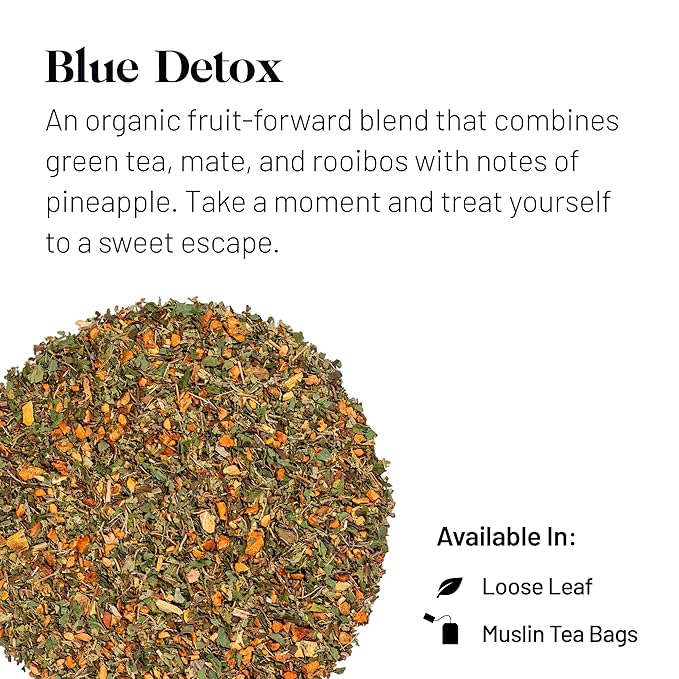 Kusmi Tea - Blue Detox - Blend of Green Tea, Mate & Pineapple - Rosehip, Rooibos, Mint, Guarana Flavours - Enjoy Hot or Iced - Loose Leaf Tea - Tin Box of 3.5 oz - Quantity for about 50 cups