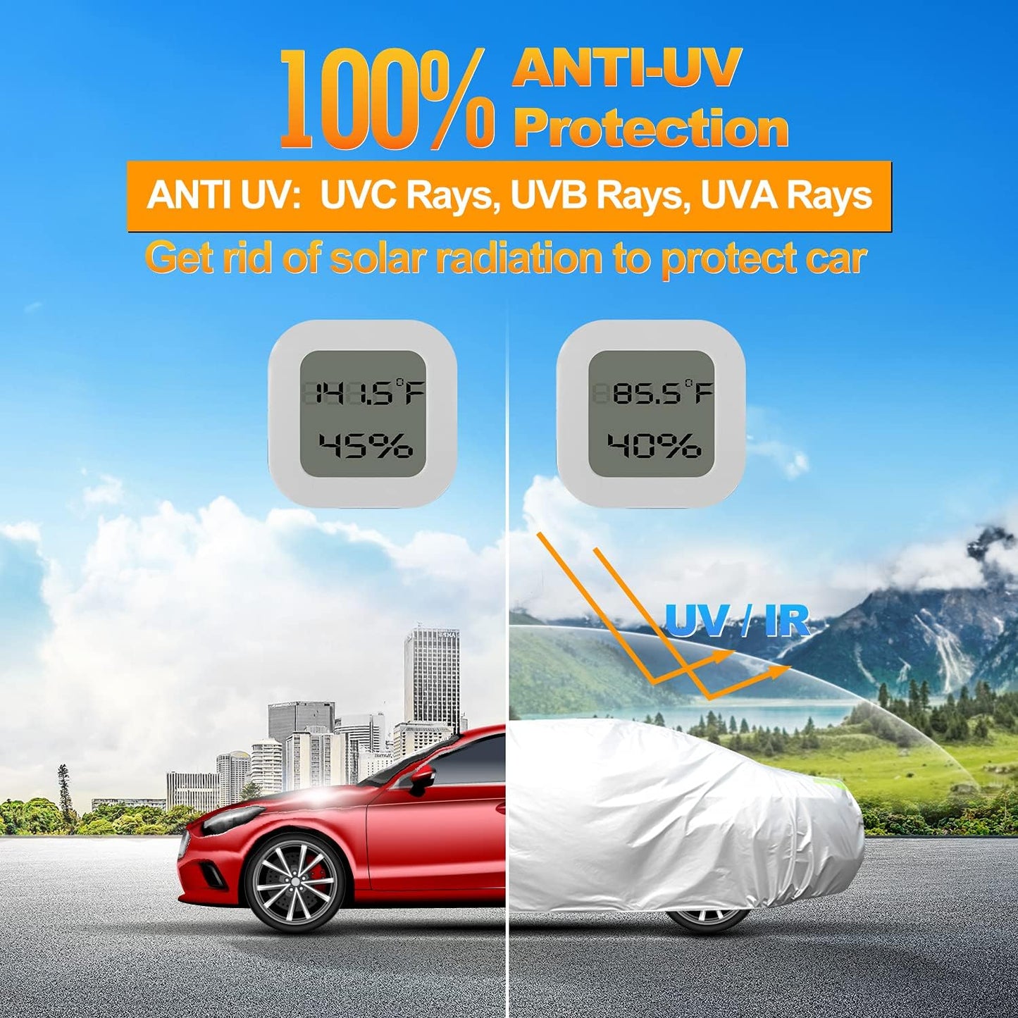 Car Cover for Automobiles All Weather Waterproof Universal Fit for Sedan (Length 166"-177")