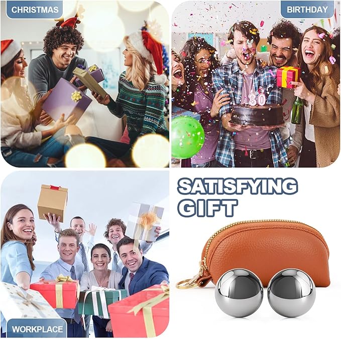 1.5-inch Baoding Balls with Chime: Stainless Steel Baoding Balls, Hand Massage, Meditation Balls — Suitable for Home/Office Exercise, Stress Relief, Anxiety Reduction, and as Holiday Gifts