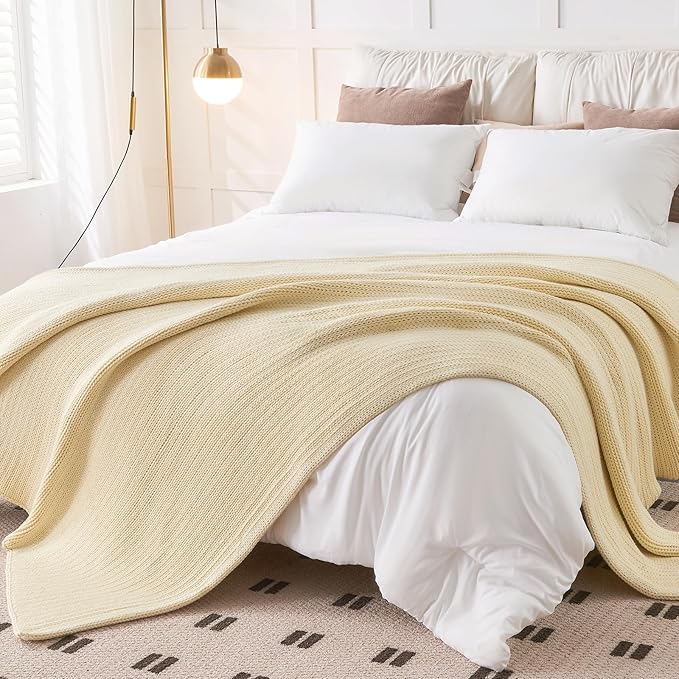 L'AGRATY Heavy Weighted Blanket - 50"x60", 10lbs Cooling Chunky Knit, Braided Crochet Throw with Thick Cable Yarn, Machine Washable