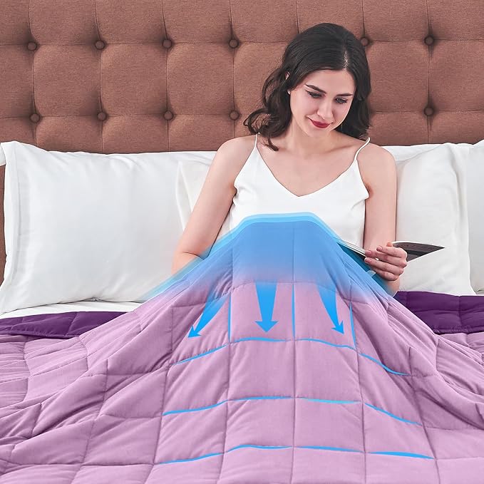 King Size Weighted Blanket for Adults (25 lbs, 80β x 87β, Purple) Cooling Heavy Blanket for Sleeping Perfect for 240-260 lbs, Breathable Blanket for Adults & Couple All Season, Machine Washable