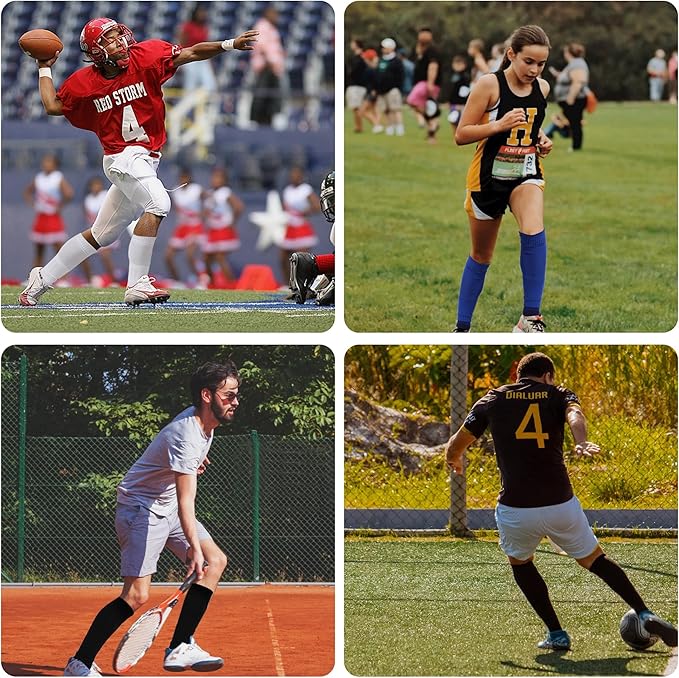 2 Set Grip Soccer Socks and Shin Guard Sleeves Non Slip Soccer Sleeve Socks for Men Women