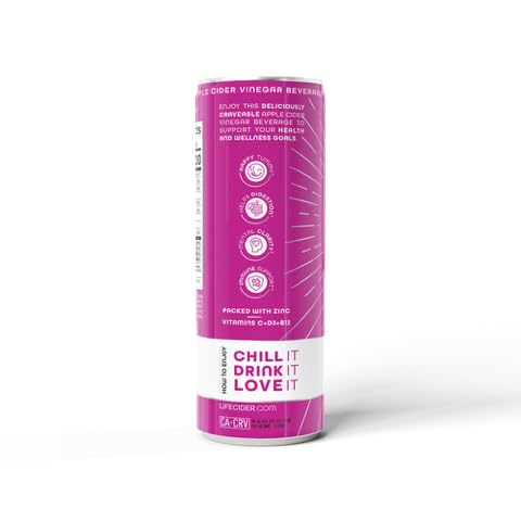 Life Cider | 6 Pack (12 Fl Oz) | Variety Pack | Sparkling Apple Cider Vinegar Beverage | Low Calorie & Low Carb Drinks | Vitamin C, D3, Zinc, B12