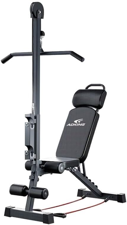 12-in-1 Multi-Functional Home Gym Workout Bench–High/Low Pulley System, Sit-Up Bench, LAT Pull-Down,Leg Developer,Adjustable Strength Training Equipment for Full-Body Fitness