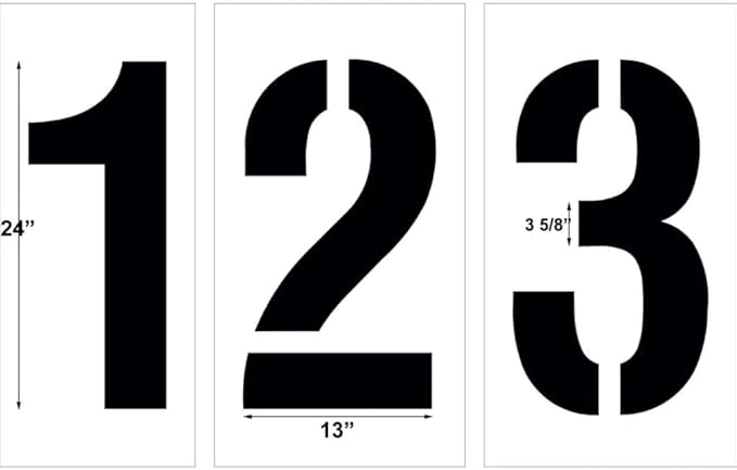 24" Number Stencil Kit | Part#: 10000945 | 10-Piece Kit Includes Numbers 0-9 | Number Height is 24" | Flexible and Durable 1/8" PolyTough Lifetime | Precision Marking | Made in USA