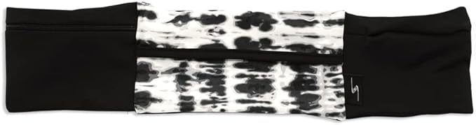 3 Pocket Adjustable Running Belt Waist Pack, Fanny Pack For Working Out With Sweat Resistant Backing, Holds All iPhone Models (Tie Dye/Black, Small/Medium)