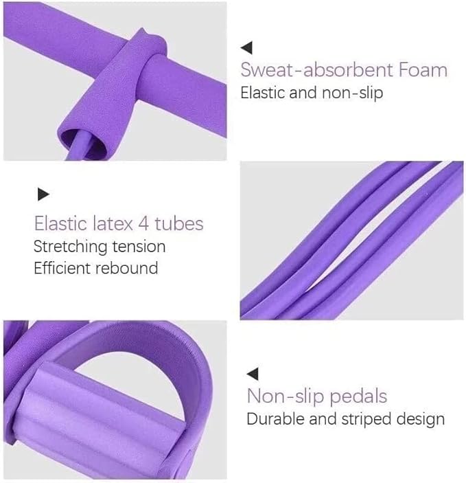 21 Fitness Resistance Bands - 4 Tube Pedal Ankle Puller, Yoga Handle Bands Exerciser Multifunction Trainer Tension Rope for Body, Abdomen, Waist, Arm, Tummy Exercise Stretching Training ( Color : Yell