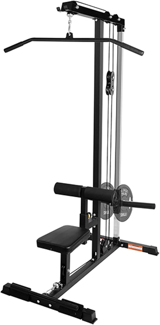 LAT All-in-one Machine with High and Low Pulley Station, LAT PullDown and LAT Row Cable Machine, LAT Tower with Adjustable Leg Support for Home Gym Total Body Training