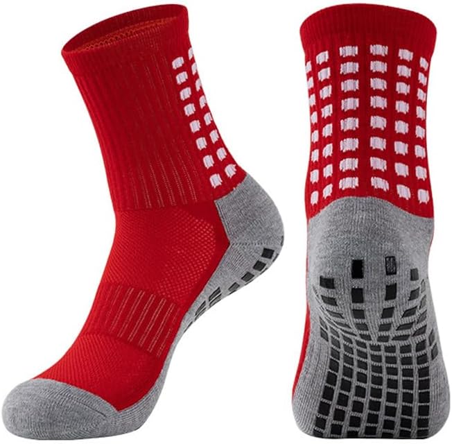 2 Set Anti-Slip Grip Soccer Socks with Shin Guard Sleeves, Sports Athletic Socks for Men Women