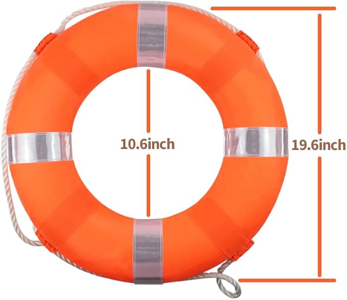 Lifebuoy Set 20Inch Life Preserver Ring and Water Floating Lifesaving Rope 98.4FT,Swim Foam Buoy,Swimming Pool Safety Throwing Ring with Perimeter Rope,Throwable Flotation Device