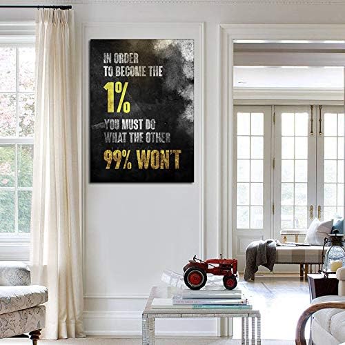 1% Entrepreneur Motivational Canvas Wall Art -Inspirational Office Wall Art Poster Quotes - Canvas Artwork Picture Print Framed for Home Office Bathroom Bedroom Wall Decor-16 x20