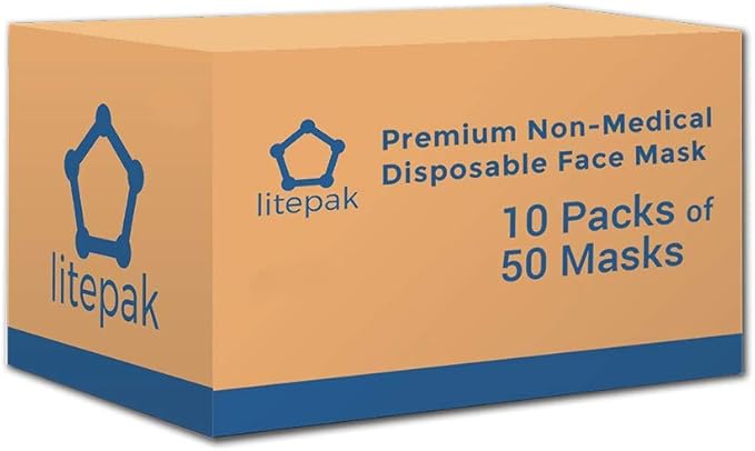 Litepak 500pcs Premium Disposable Face Mask SOFT 3ply Nose Wire