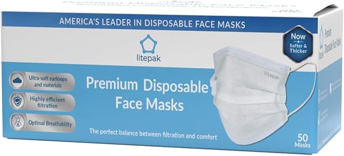 Litepak 500pcs Premium Disposable Face Mask SOFT 3ply Nose Wire
