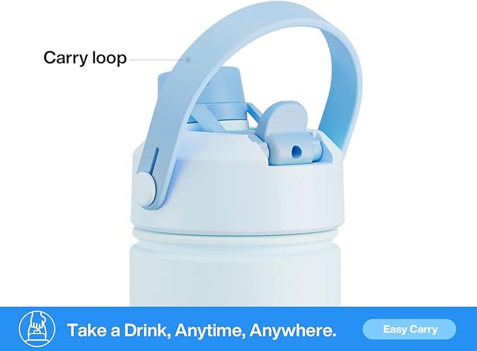 26 oz Insulated Water Bottle with 2-in-1 Straw and Spout Lid, Keep Cold 24H, Leak-Proof, Fits in Car Cup Holder, Stainless Steel Water Bottle for Sports, Travel, Gym, and School (Tidal Echo)