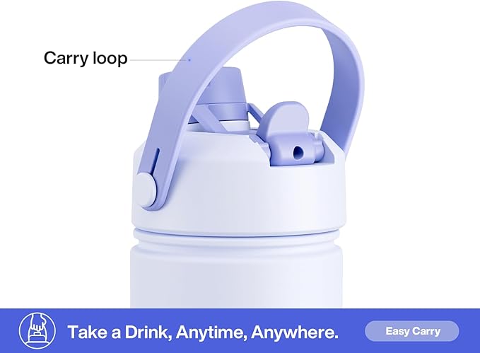 26 oz Insulated Water Bottle with 2-in-1 Straw and Spout Lid, Keep Cold 24H, Leak-Proof, Fits in Car Cup Holder, Stainless Steel Water Bottle for Sports, Travel, and School (Lupine)