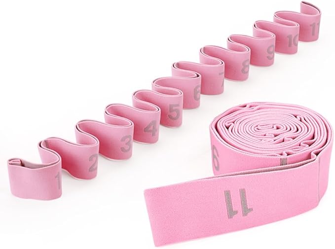 11 Loops Stretch band - Yoga, Pilates, Ballet, and Physical Therapy Stretching strap for Flexibility, Leg Stretching, and Exercise - Durable Stretching equipment for Dance and Fitness