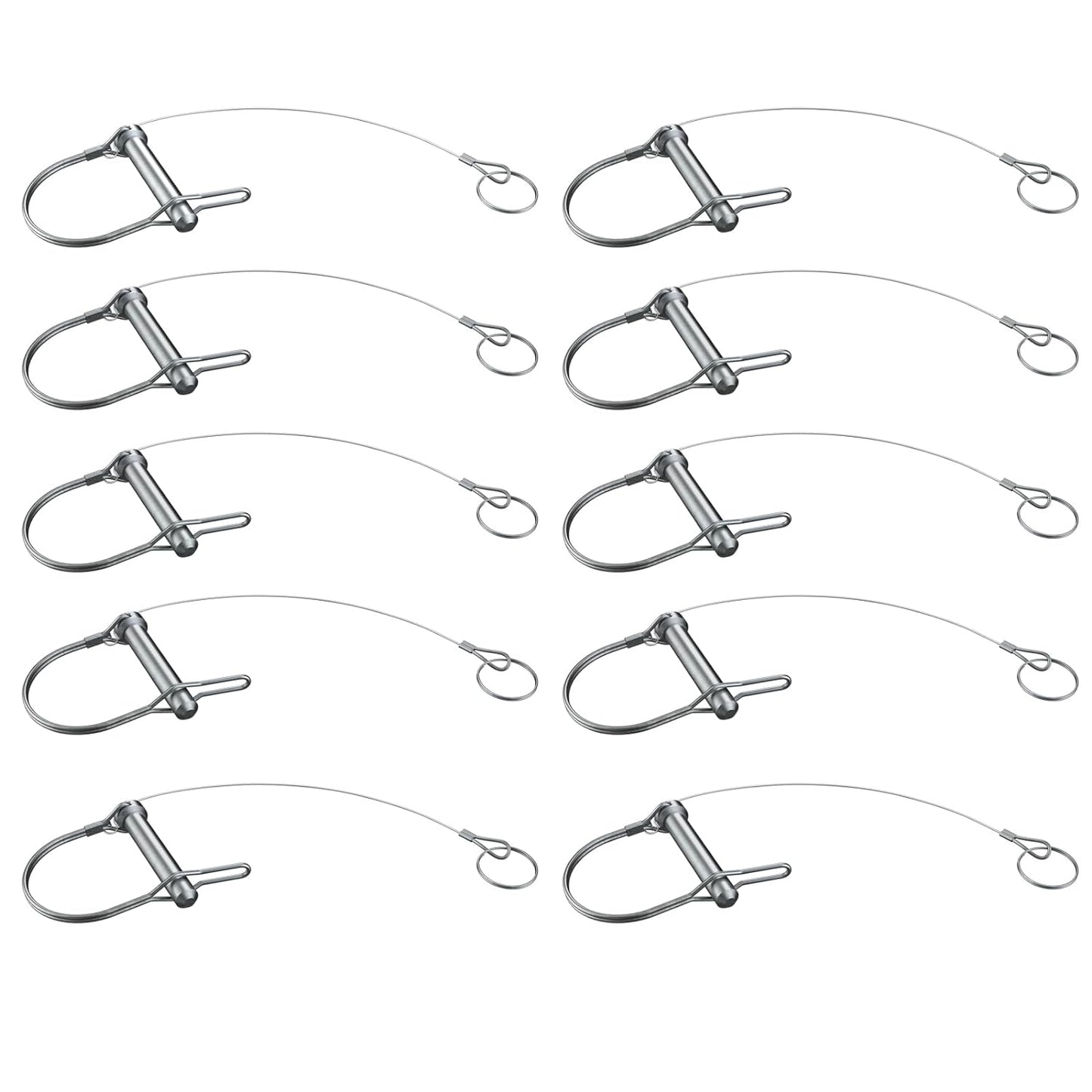 10Pcs Trailer Coupler Pin 5/16x 1-3/4（WxL） Prevents Loss Trailer Hitch Locking Pin with Plastic Coating Tether Steel Quick Release Ring for Shaft Trailer Tongue