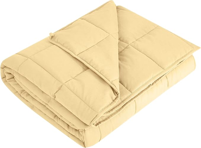 L'AGRATY Weighted Blanket - 48"x72" 15lbs Cooling Breathable Heavy Blanket with Glass Beads for Adult All-Season