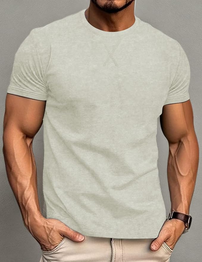 LOGEEYAR Men's Athletic Washed T-Shirts Basic Crew Neck Tees Tops Causal Distressed Cotton T Shirts for Men