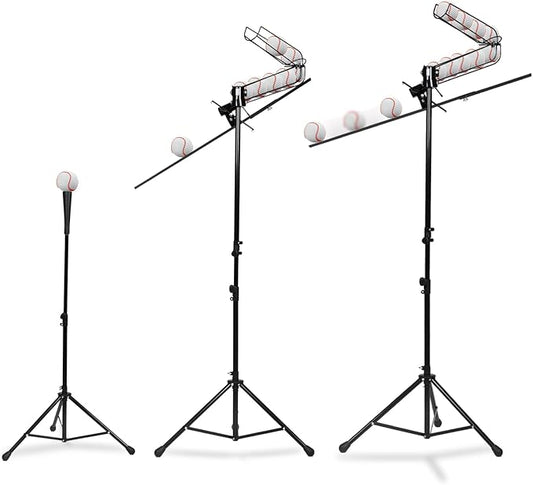 3 in 1 Baseball Training Equipment, Baseball Pitching Machine | Baseball Tee | Soft Toss Training System, Height Adjustable Hitting Swing Trainer, Support Auto & Manual, Hold Up to 10 Balls