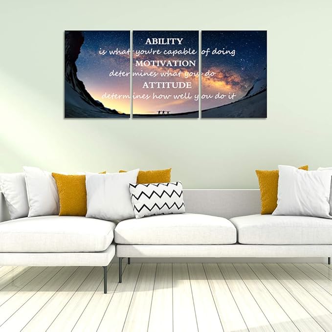 3 Panels Successful Inspirational Posters Quotes Wall Art Ability Modern Motivational Painting Picture Prints on Canvas Artwork Motto for Office Bedroom Decor Living Room Home Decor (72”Wx36”H)