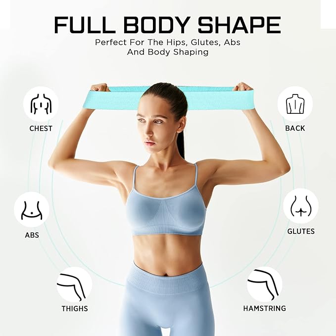 12 Pcs Fabric Resistance Bands for Working Out Booty Workout Stretch Exercise Bands Non Slip for Legs Squat Resistance Loop for Women Men Starter Butt Hip Thigh Fitness