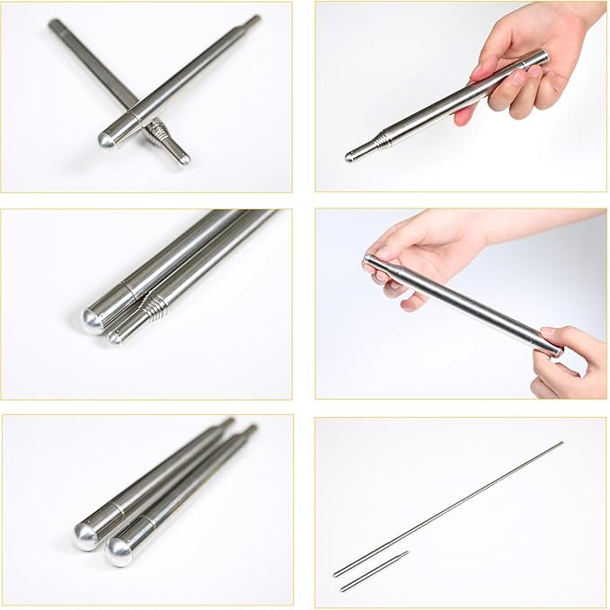 Light Weight Super Endurance Belly Dance Wings Telescopic Stick, Stainless Steel Telescopic Rod Cat Noir Stick