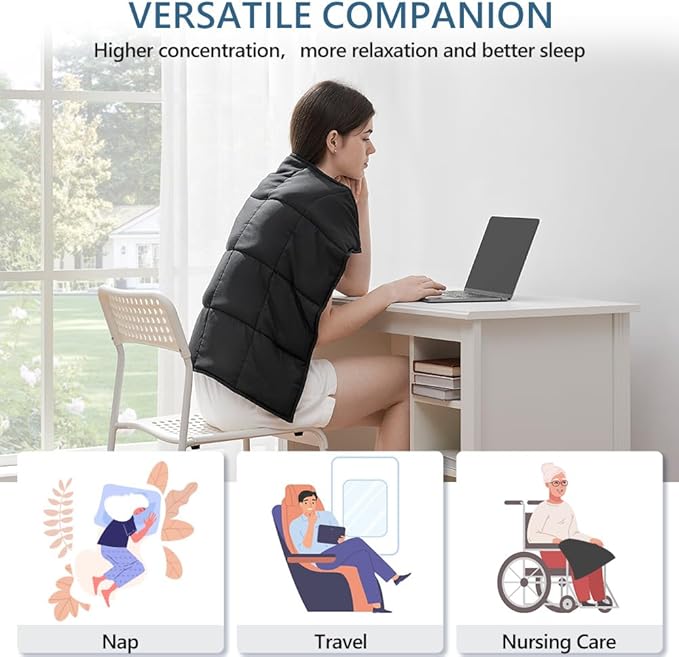 L'AGRATY Weighted Lap Blanket 7lb: Small Weighted Blankets for Adults Portable Travel - Cooling Pad Blanket for Relaxation Sleeping - Cozy Lap Washable All-Season(29" x 24")