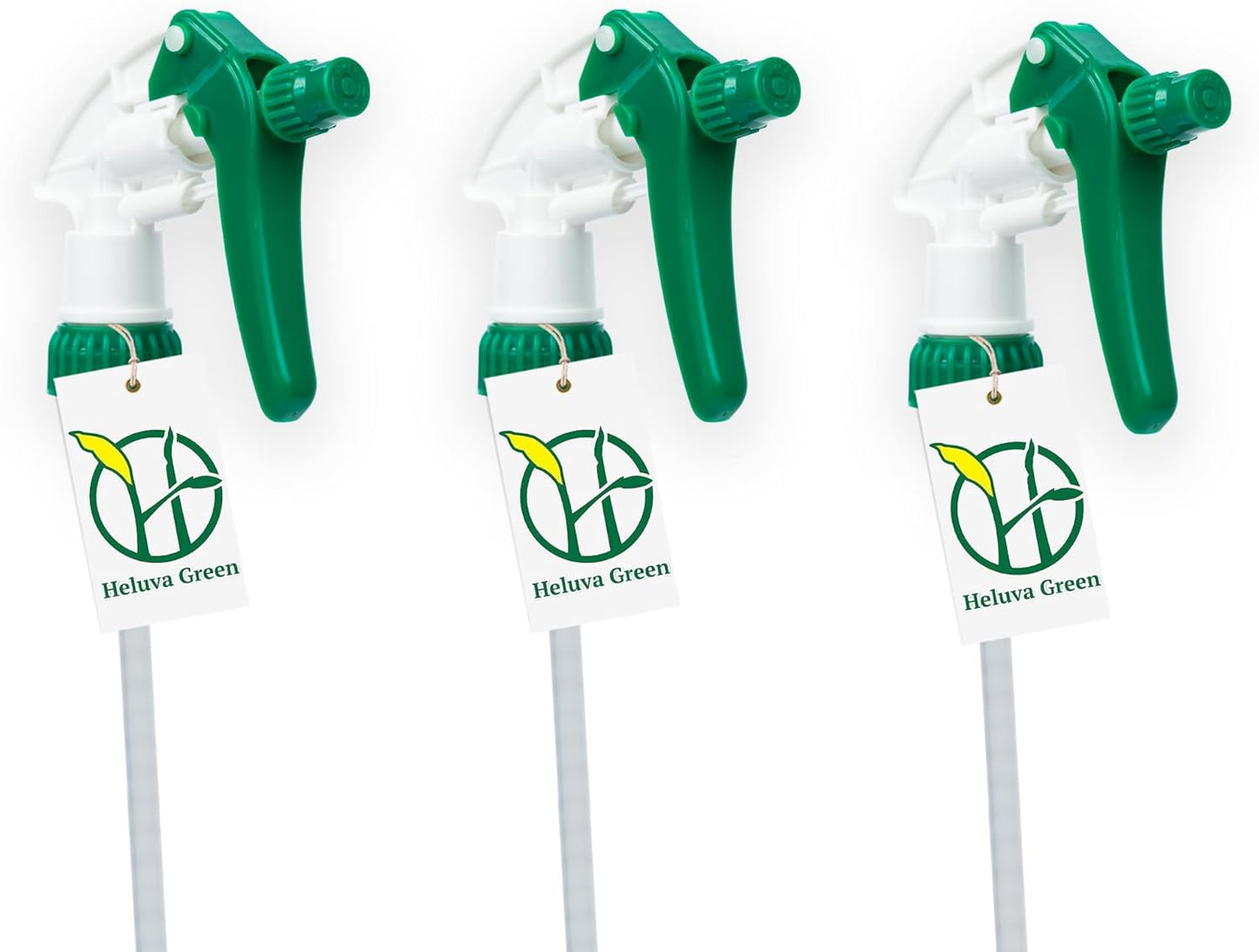 Spray Bottle Nozzle Replacement, Bottle Tops Only - Sprayer Nozzle Triggers for Heavy Duty, Commercial, Home Cleaning Solutions - Fits 8,16,24,32 oz Plastic & Glass Bottles, Green 3 pack