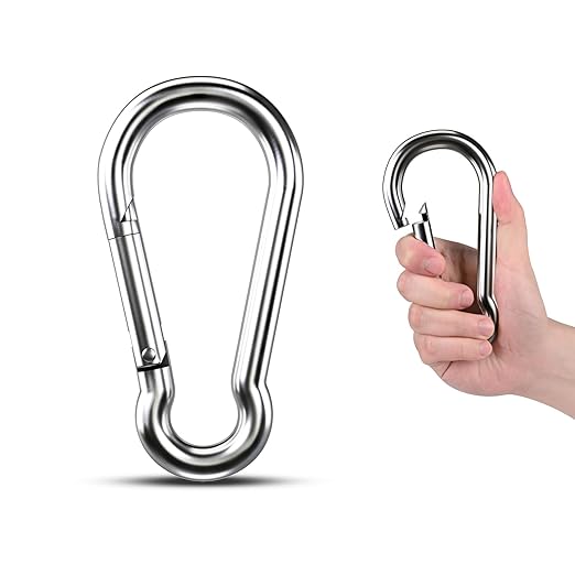 Large Carabiner Clip Hooks, 1pc 7 inch Carabiner Heavy Duty, 304 Stainless Steel Spring Snap Hook Fits Camping Hanging Hiking Weight Lifting, Metal Clips for Rope or Chain